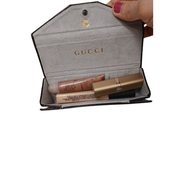 Gucci Collapsible Trifold GG Brown Leather Case Eyeglasses Sunglasses Organizer - Picture 5 of 9